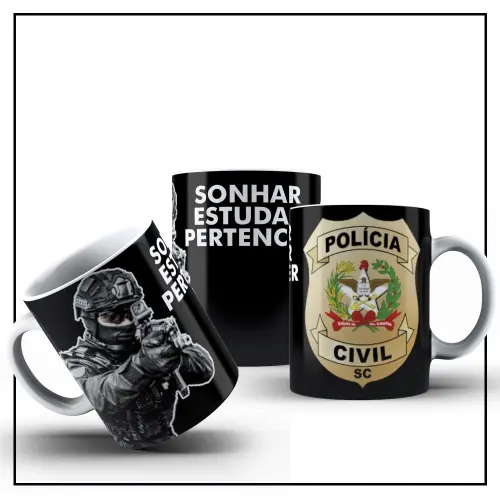 Caneca Porcelana Polícia Civil do Estado de Santa Catarina PCSC