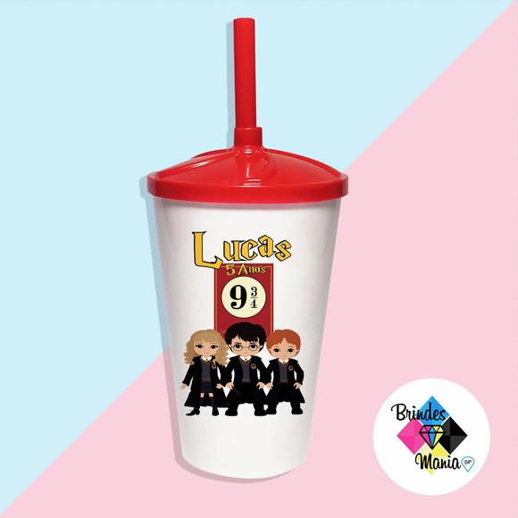 Copo Twister com Tampa e Canudo 500ml Harry Potter