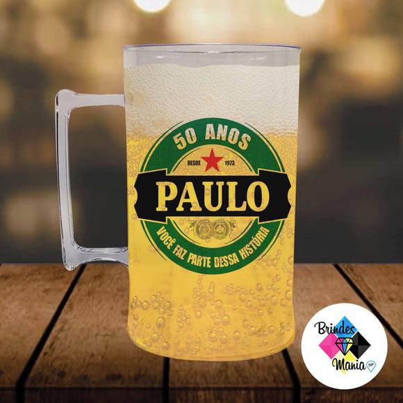 Caneca de Chopp Acrilica 500ml Personalizada Aniversário 50
