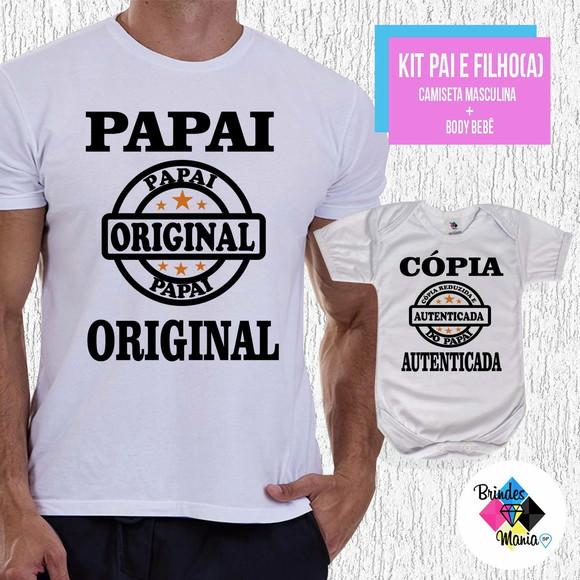 Kit Camiseta Dia dos Pais Copia Autenticada Filho