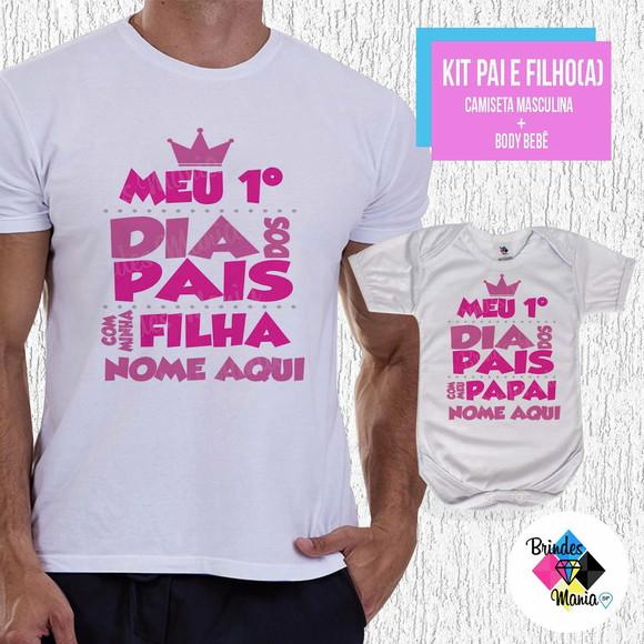 Kit Camiseta Primeiro Dia dos Pais com Nomes