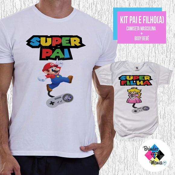 Kit Camiseta Dia dos Pais Super Pai Super Filha