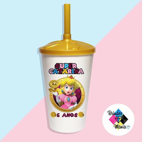 Copo Twister com Tampa e Canudo Mario
