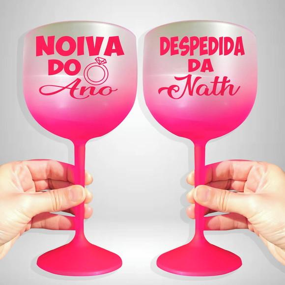 Taça de Gin Degradê Rosa Noiva do Ano Despedida de Solteira