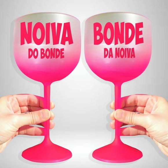 Taça de Gin Degradê Rosa Noiva do Bonde e Bonde da Noiva