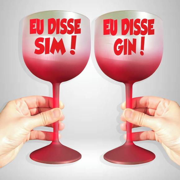 Taça de Gin Degradê Vermelha Eu Disse Sim e Eu Disse Drink