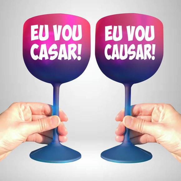 Taça de Gin Degradê Eu Vou Casar e Eu Vou Causar