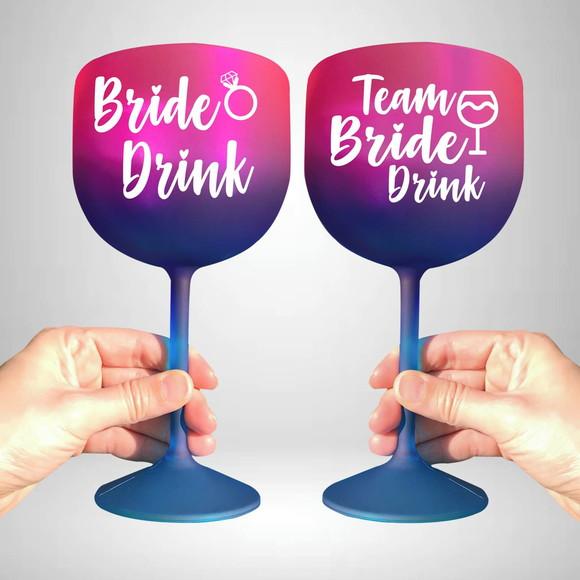 Taça de Gin Degradê Bride e Team Bride