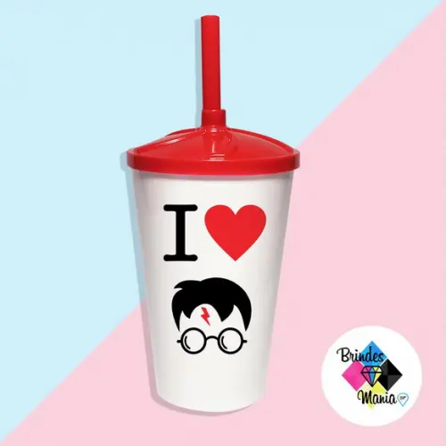 Copo Twister com Tampa e Canudo 500ml Harry Potter