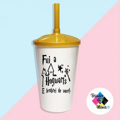 Copo Twister com Tampa e Canudo 500ml Harry Potter