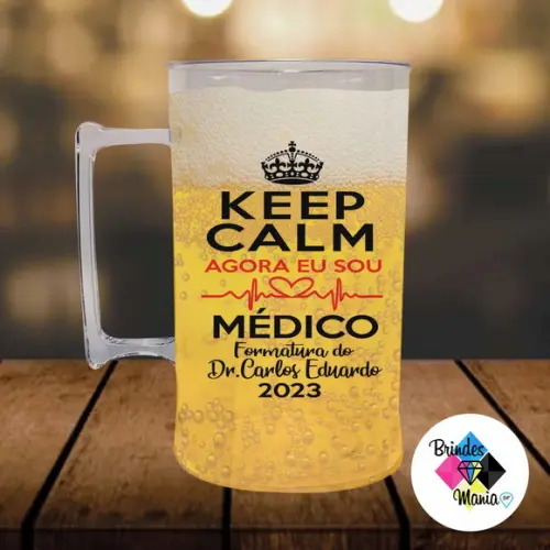 Caneca de Chopp Acrilica 500ml Personalizada Formatura Medic