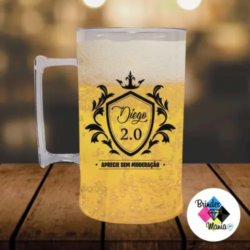 Caneca de Chopp Cerveja Acrilica 500ml Personalizada 20 Anos
