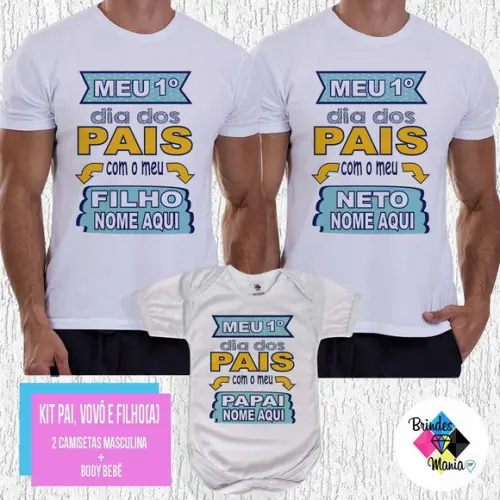 Kit Camiseta Primeiro Dia dos Pais com Meu Papai
