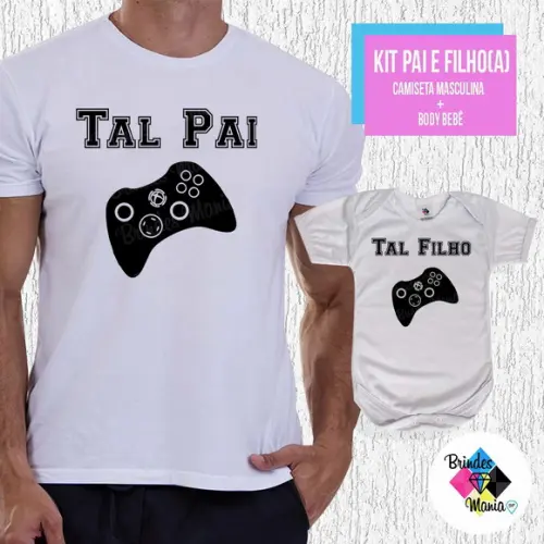 Kit Camiseta Dia dos Pais Tal Pai Tal Filho Gamer