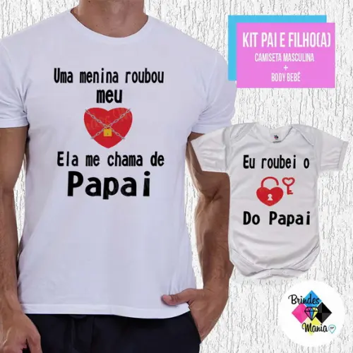 Kit Camiseta Dia dos Pais Pai e Filha