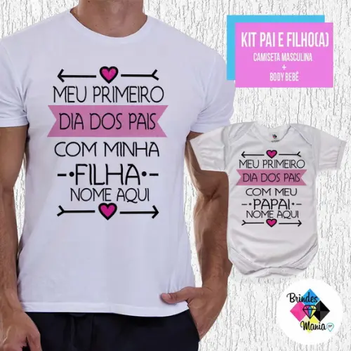 Kit Camiseta Primeiro Dia dos Pais com Nomes
