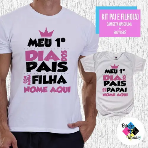 Kit Camiseta Primeiro Dia dos Pais com Nomes