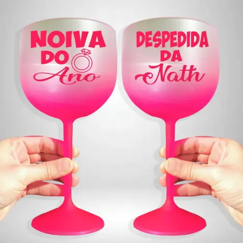 Taça de Gin Degradê Rosa Noiva do Ano Despedida de Solteira