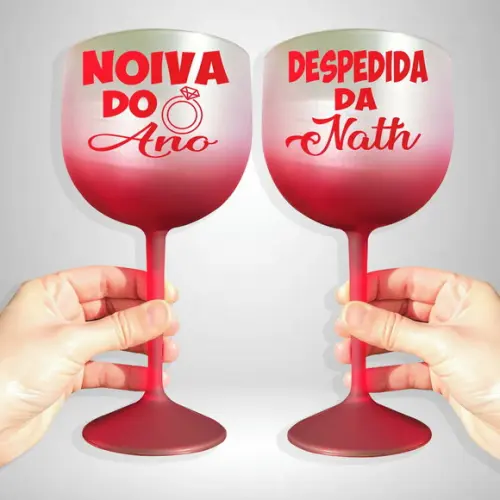 Taça de Gin Degradê Vermelha Noiva e Despedida de Solteira