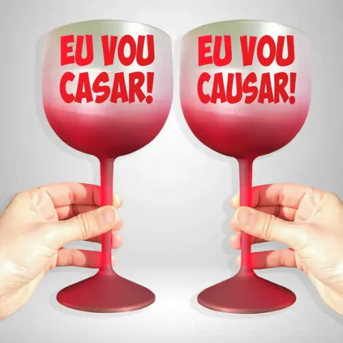 Taça de Gin Degradê Vermelha Eu Vou Casar e Eu Vou Causar