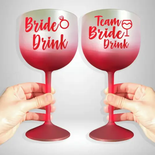 Taça de Gin Degradê Vermelha Bride e Team Bride