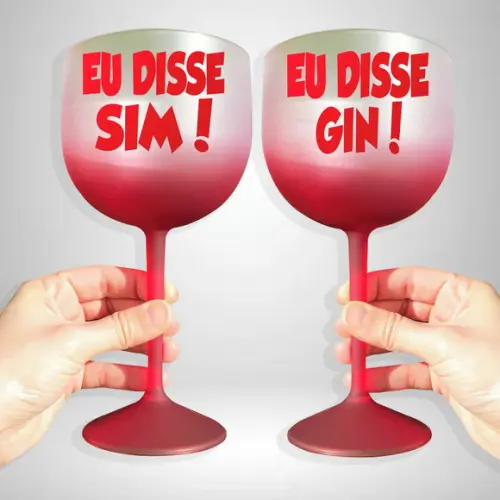 Taça de Gin Degradê Vermelha Eu Disse Sim e Eu Disse Drink