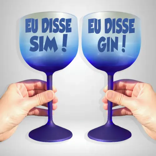 Taça de Gin Degradê Azul Eu Disse Sim e Eu Disse Gin