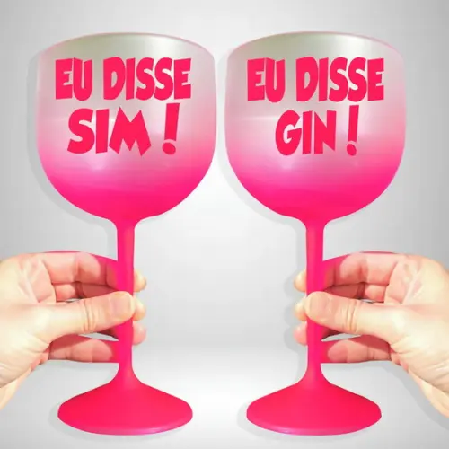 Taça de Gin Degradê Rosa Eu Disse Sim e Eu Disse Gin