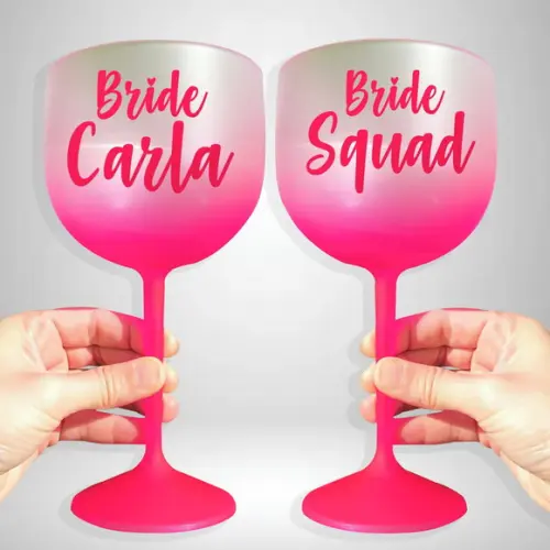 Taça de Gin Degradê Rosa Bride e Bride Squad
