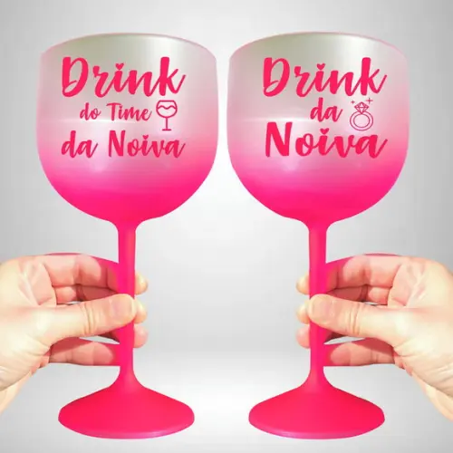 Taça de Gin Degradê Rosa Drink da Noiva e Time da Noiva