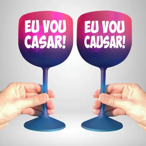 Taça de Gin Degradê Eu Vou Casar e Eu Vou Causar