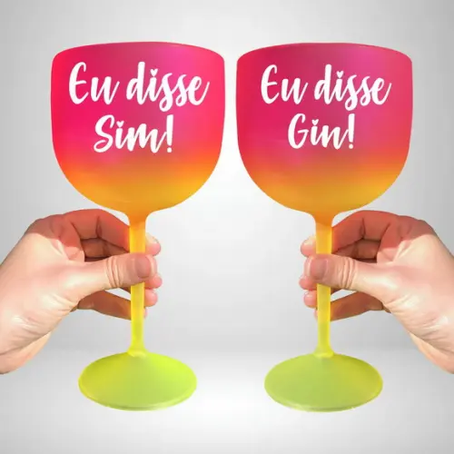Taça de Gin Degradê Eu Disse Sim e Eu Disse Gin