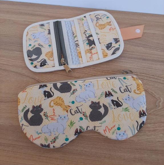 Kit carteira de tecido e porta óculos slim