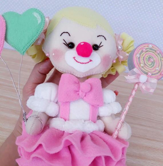 Palhacinha Circo rosa com 28cm