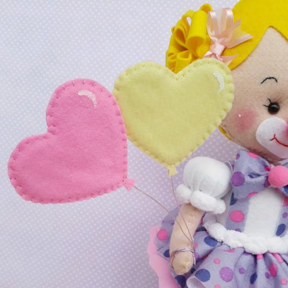 Palhacinha de Feltro Circo Rosa