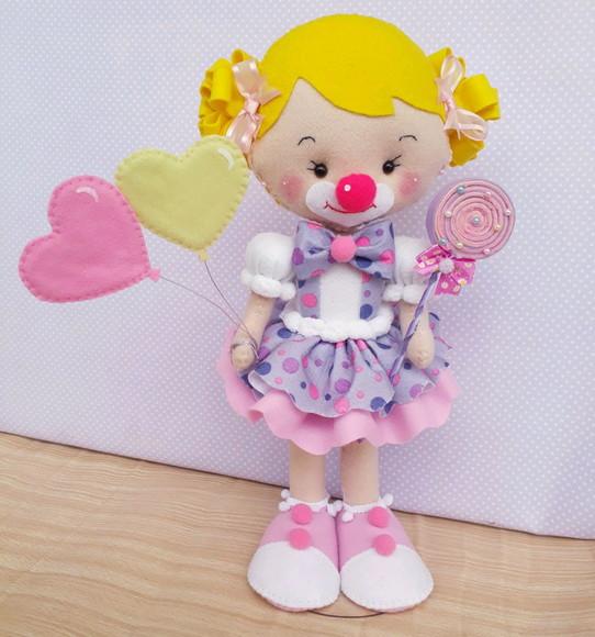 Palhacinha de Feltro Circo Rosa