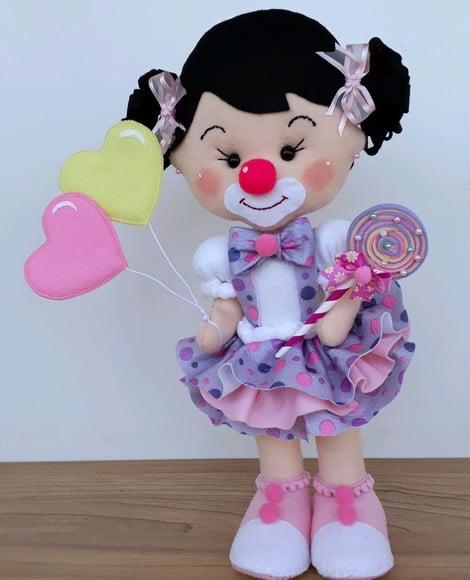 Palhacinha de Feltro Circo Rosa