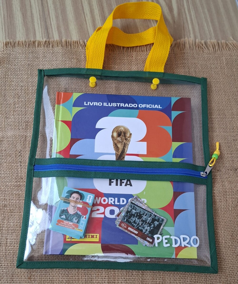 Bolsinha para Álbum de figurinhas da copa personalizado com nome