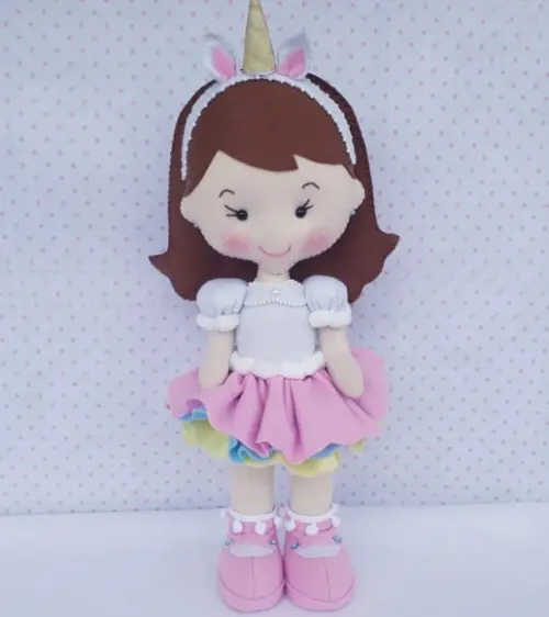 Boneca de Feltro Unicórnio