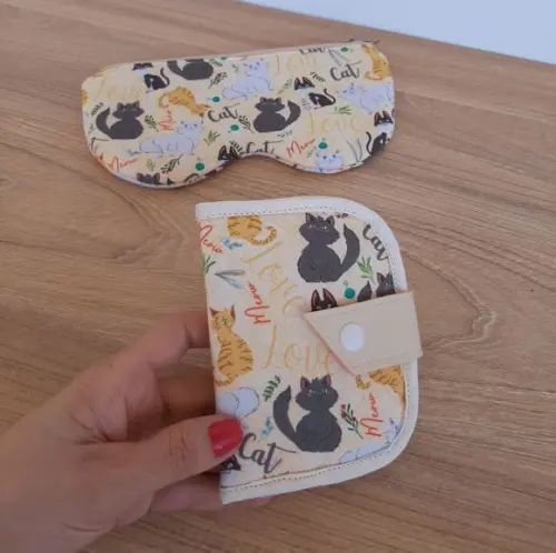 Kit carteira de tecido e porta óculos slim