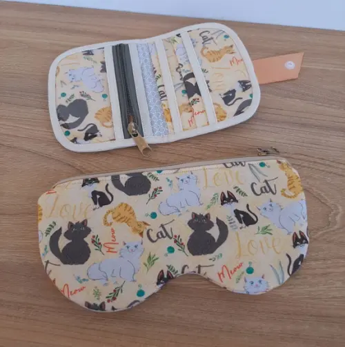 Kit carteira de tecido e porta óculos slim