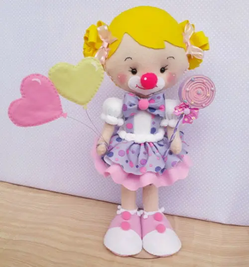Palhacinha de Feltro Circo Rosa