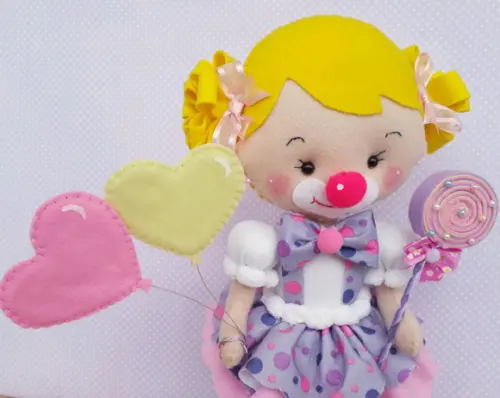Palhacinha de Feltro Circo Rosa