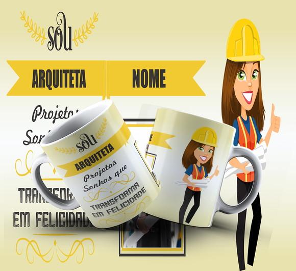 Caneca Personalizada de Porcelana Profissão Arquiteta