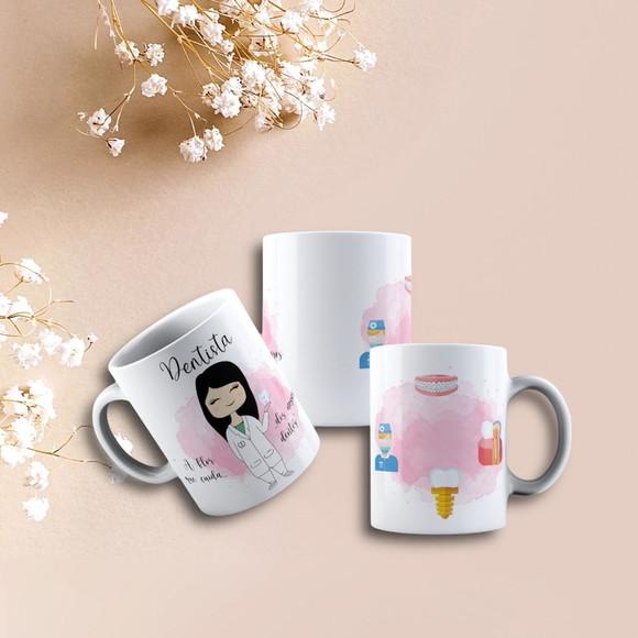 Caneca Personalizada de Porcelana Profissão Dentista