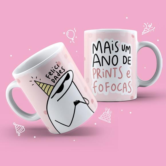 Caneca Personalizada de Porcelana Flork Aniversário