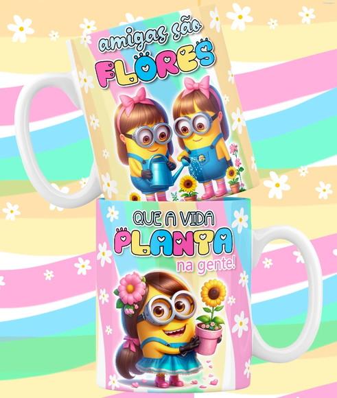 Caneca Personalizada de Porcelana Minnions Amigas