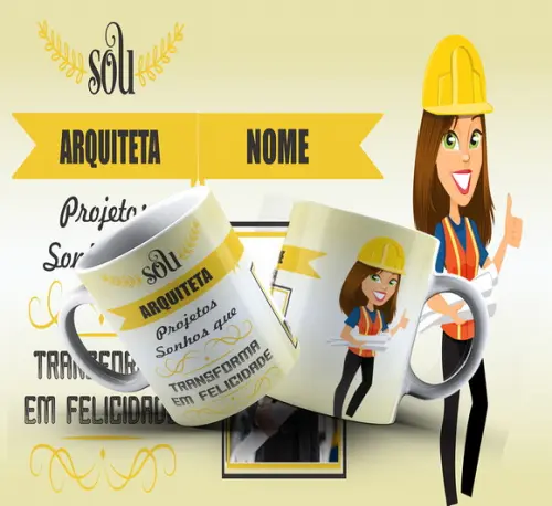 Caneca Personalizada de Porcelana Profissão Arquiteta