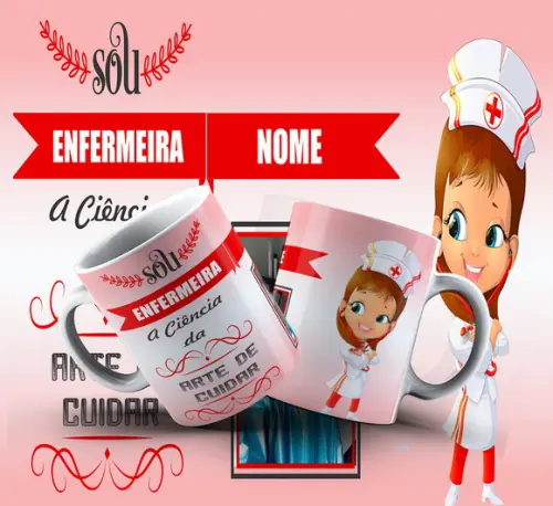 Caneca de Porcelana Profissão Enfermeira
