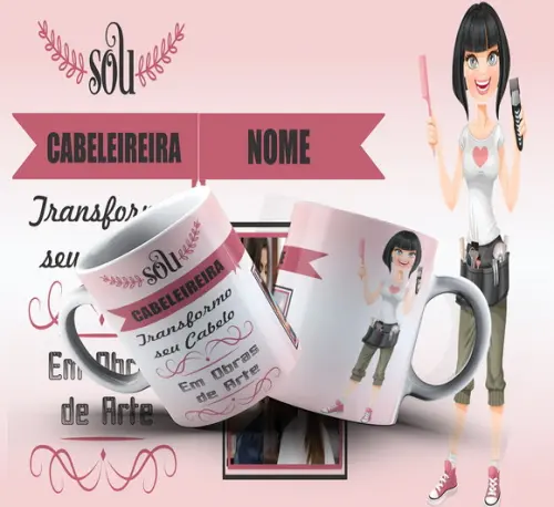 Caneca Personalizada de Porcelana Profissão Cabelereira